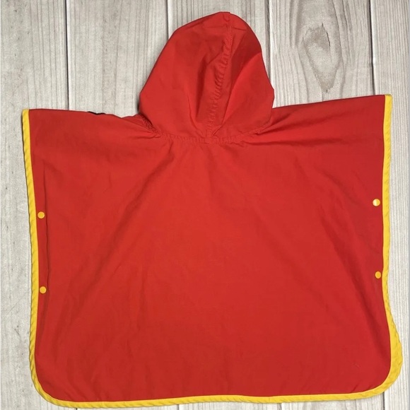 Vintage Water Babies Size Newborn to 2T Raincoat Snap Side Poncho Red & Yellow - Picture 6 of 6